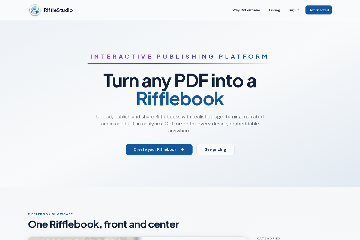 RiffleStudio — Turn any PDF into an interactive digital Rifflebook.